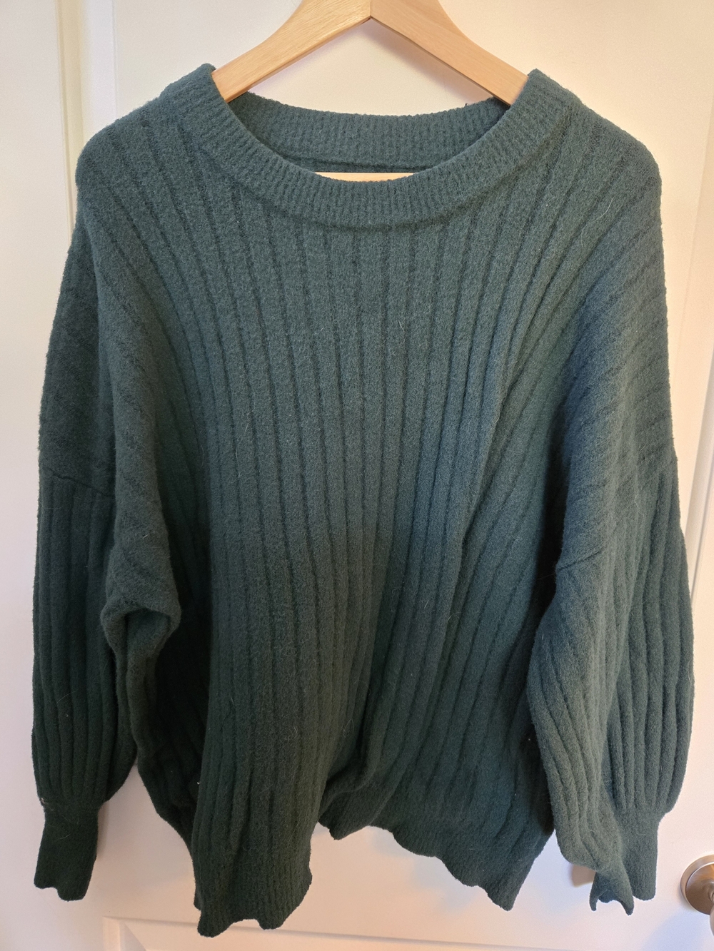 aerie Ribbed Crewneck Sweater in Deep Teal Green | L